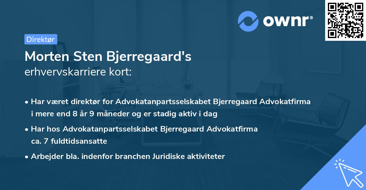 Morten Sten Bjerregaard's erhvervskarriere kort