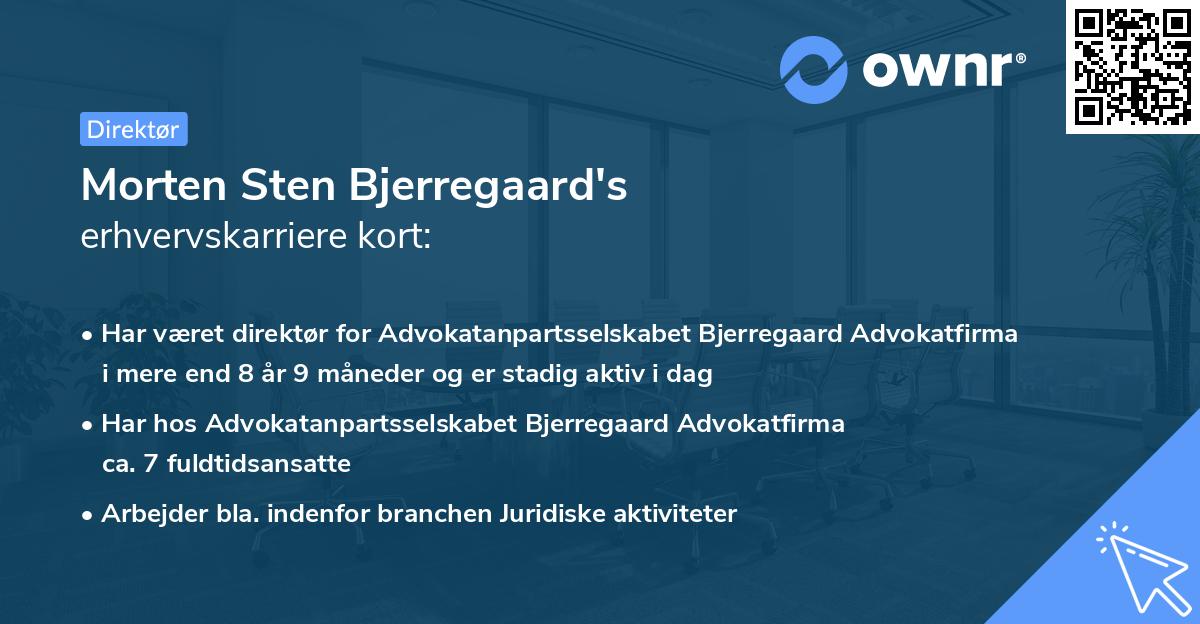 Morten Sten Bjerregaard's erhvervskarriere kort