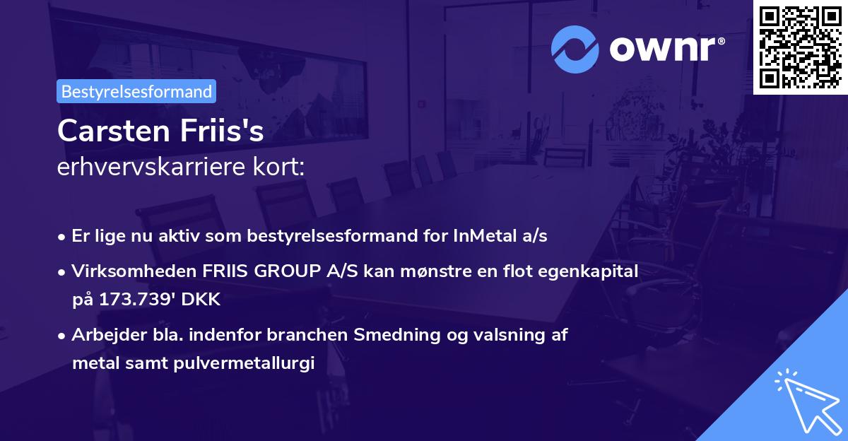 Carsten Friis's erhvervskarriere kort