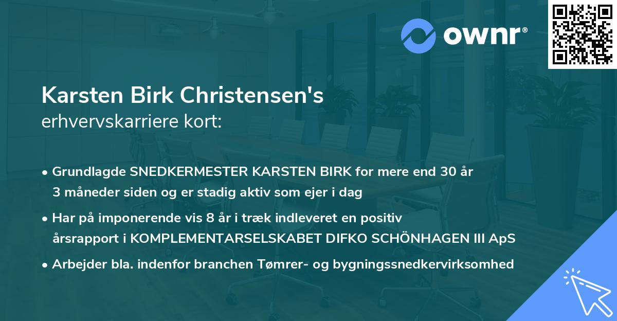 Karsten Birk Christensen's erhvervskarriere kort