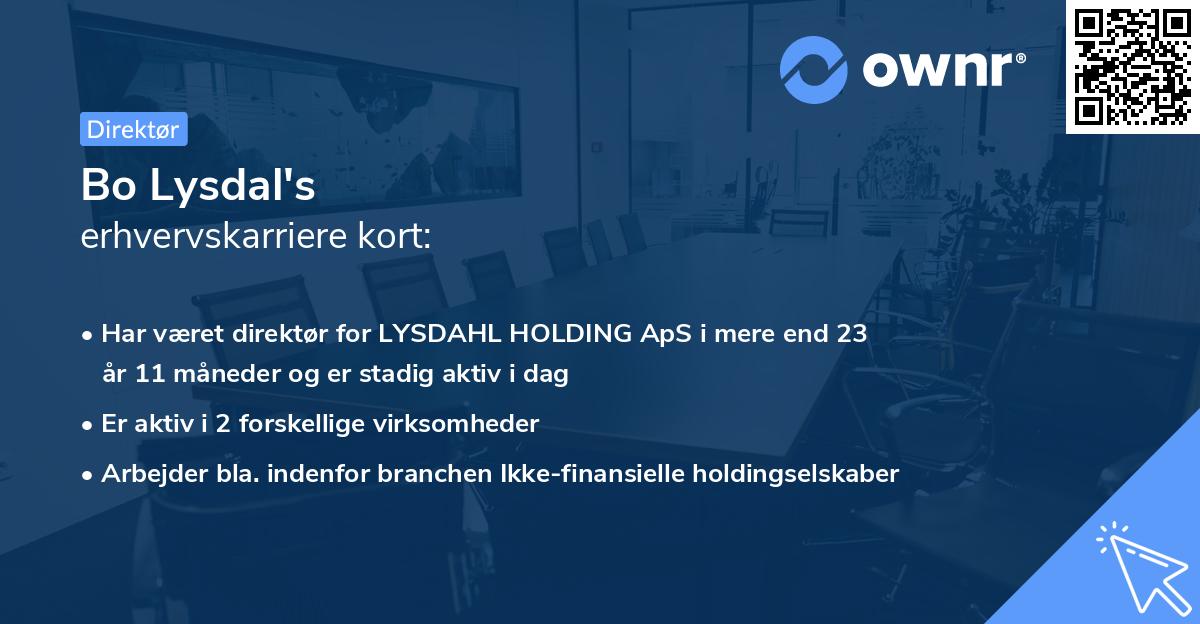 Bo Lysdal's erhvervskarriere kort