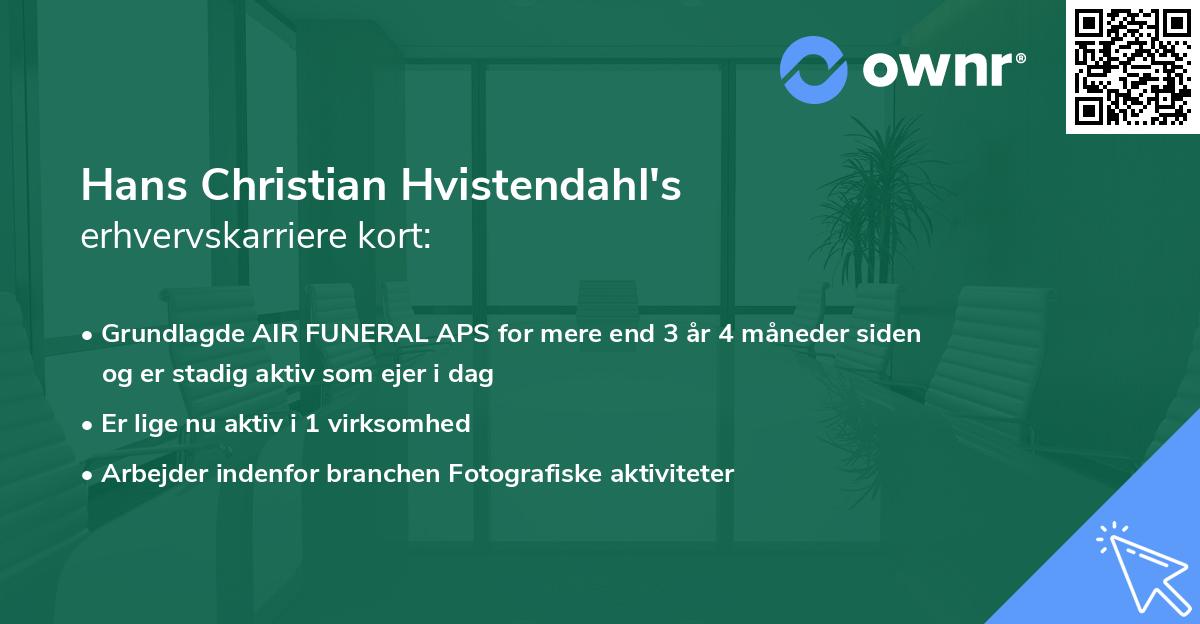 Hans Christian Hvistendahl's erhvervskarriere kort