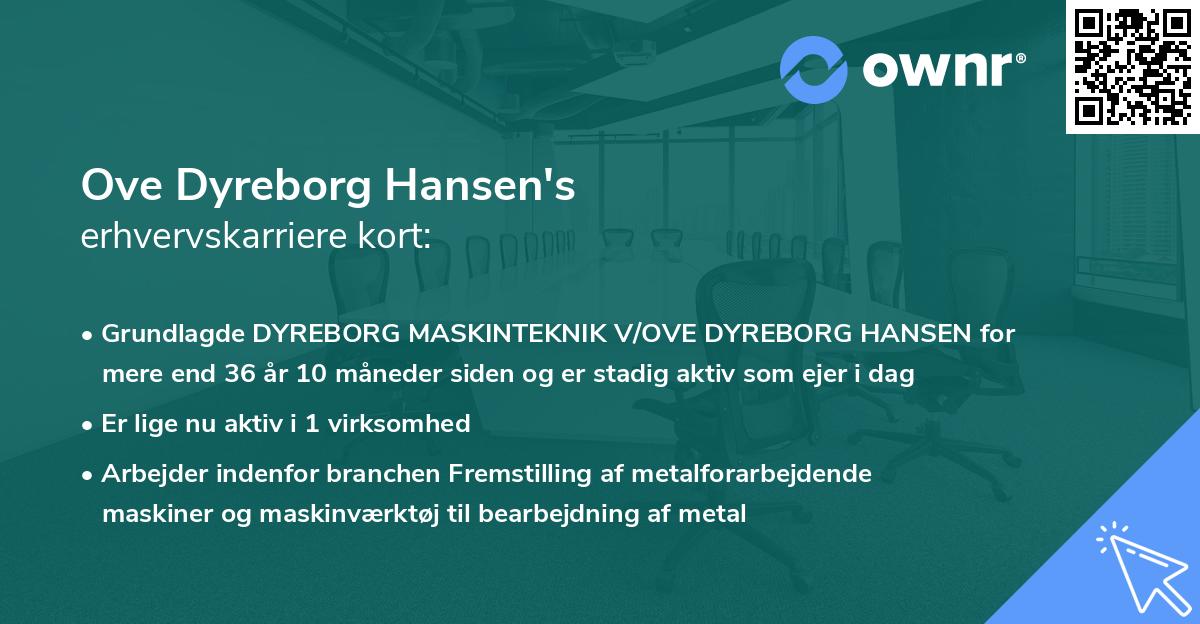 Ove Dyreborg Hansen's erhvervskarriere kort