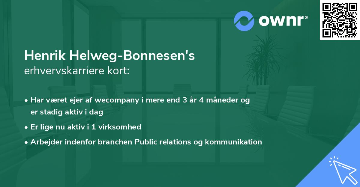 Henrik Helweg-Bonnesen's erhvervskarriere kort