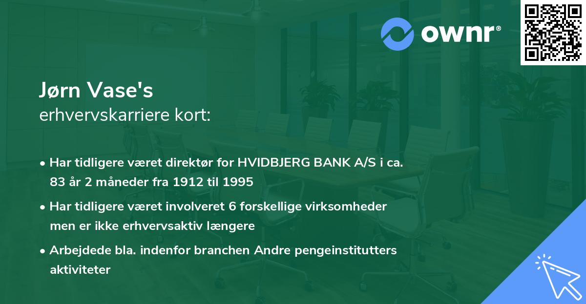 Jørn Vase's erhvervskarriere kort