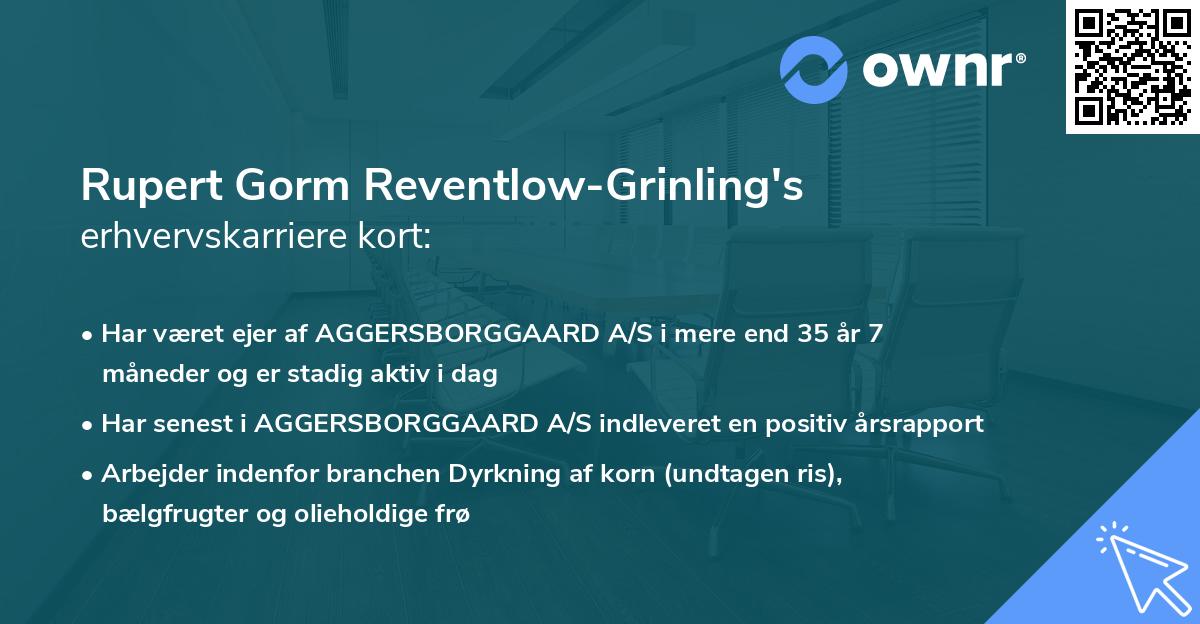 Rupert Gorm Reventlow-Grinling's erhvervskarriere kort