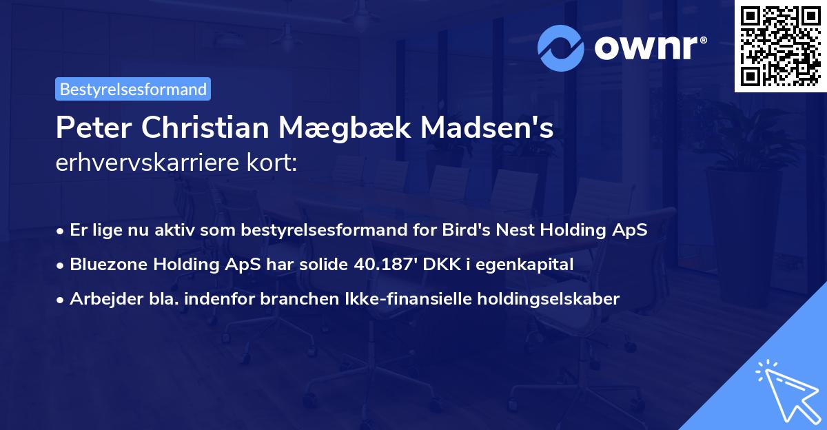 Peter Christian Mægbæk Madsen's erhvervskarriere kort