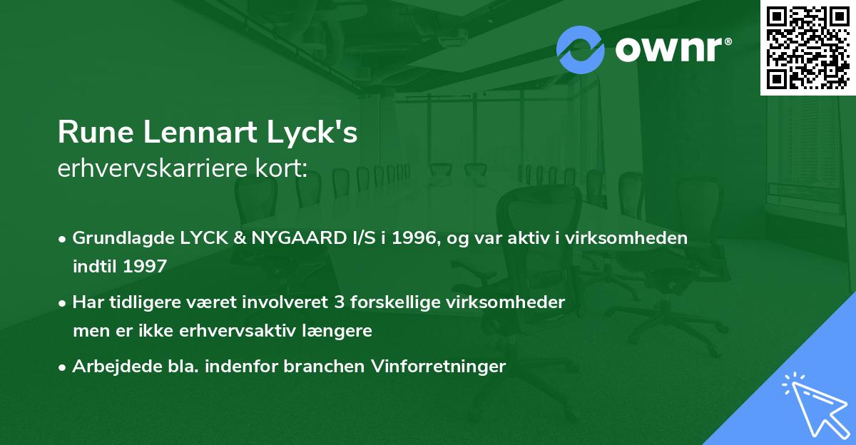 Rune Lennart Lyck's erhvervskarriere kort
