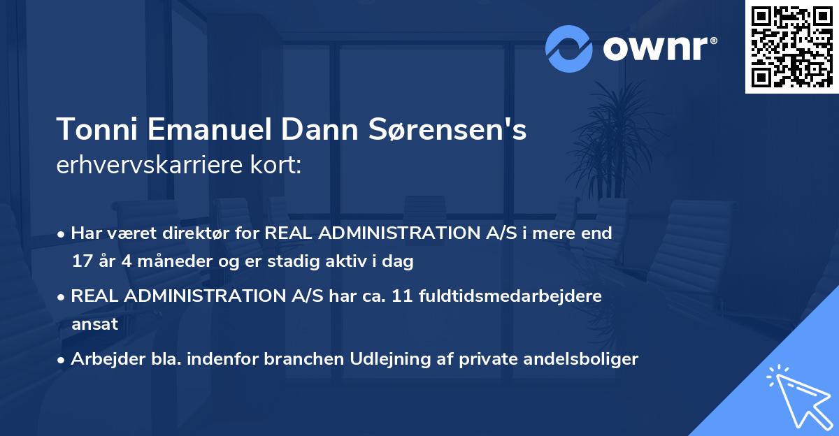 Tonni Emanuel Dann Sørensen's erhvervskarriere kort