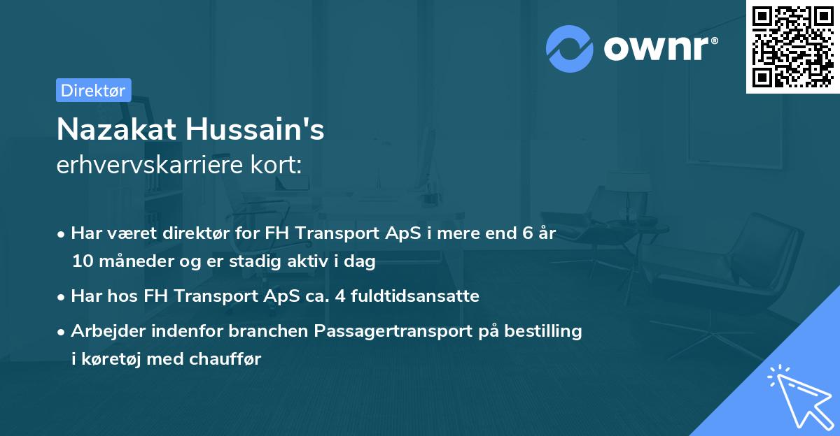 Nazakat Hussain's erhvervskarriere kort