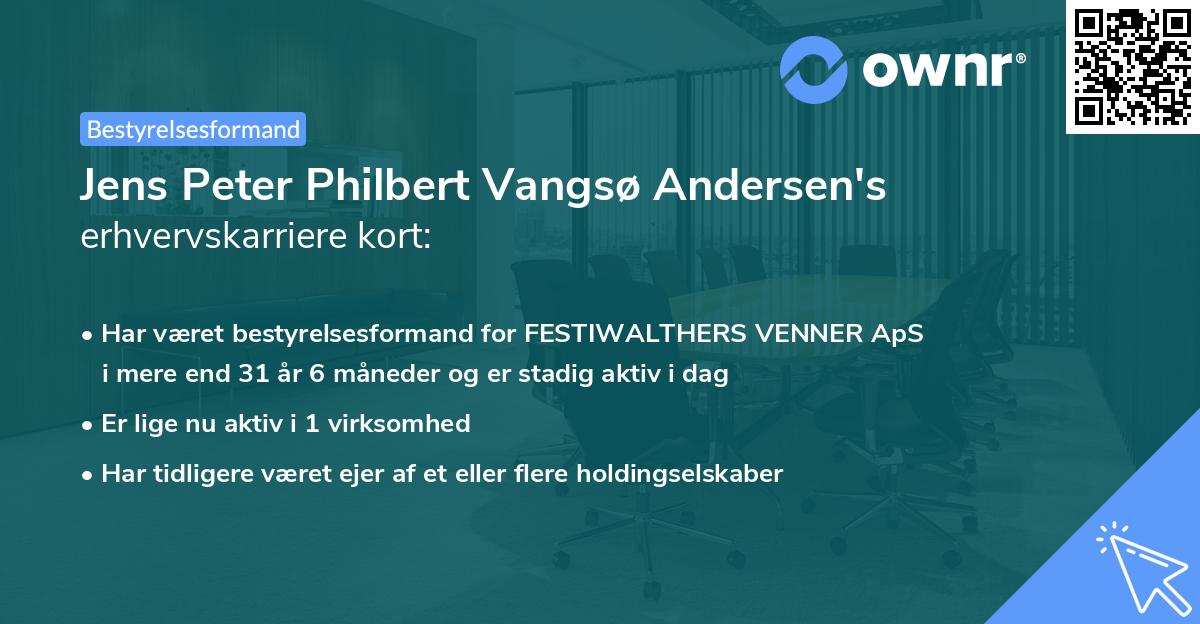 Jens Peter Philbert Vangsø Andersen's erhvervskarriere kort