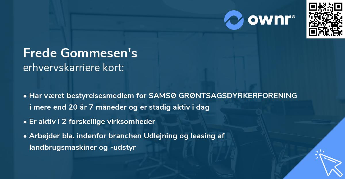 Frede Gommesen's erhvervskarriere kort