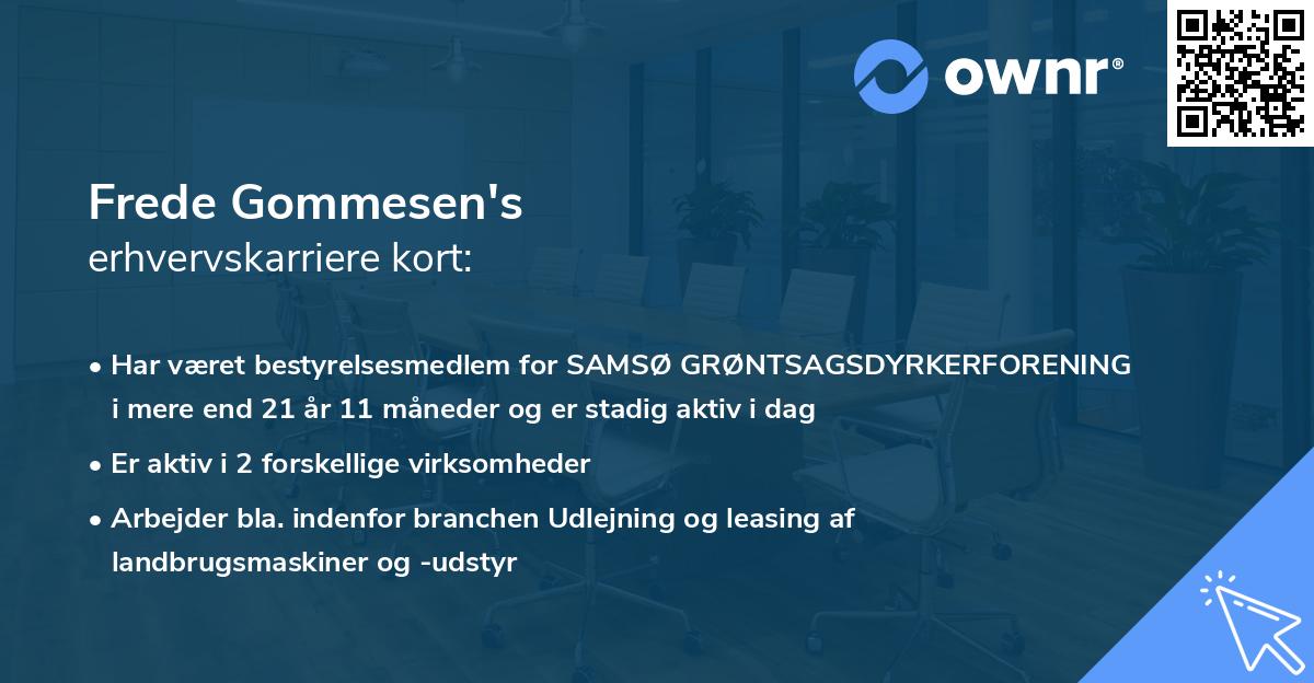 Frede Gommesen's erhvervskarriere kort