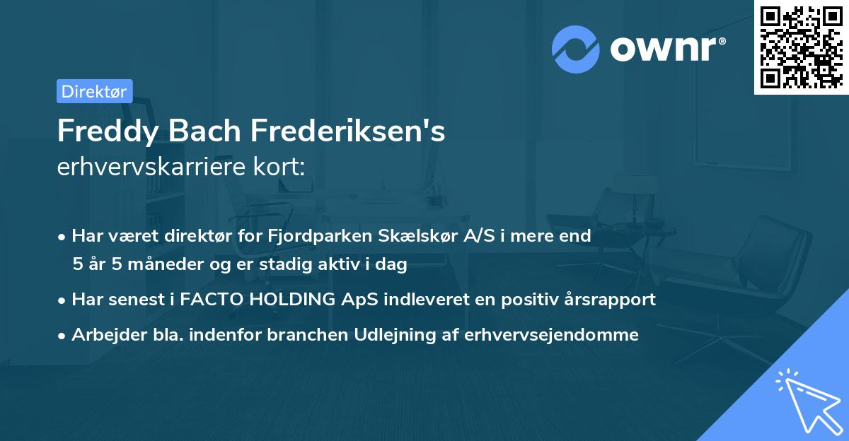 Freddy Bach Frederiksen's erhvervskarriere kort