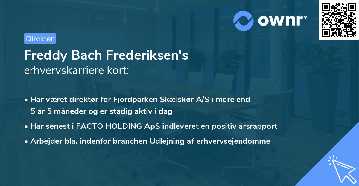 Freddy Bach Frederiksen's erhvervskarriere kort