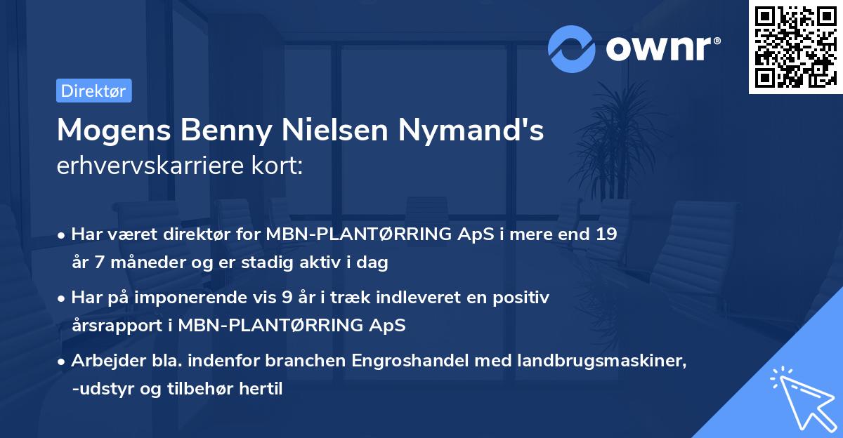 Mogens Benny Nielsen Nymand's erhvervskarriere kort