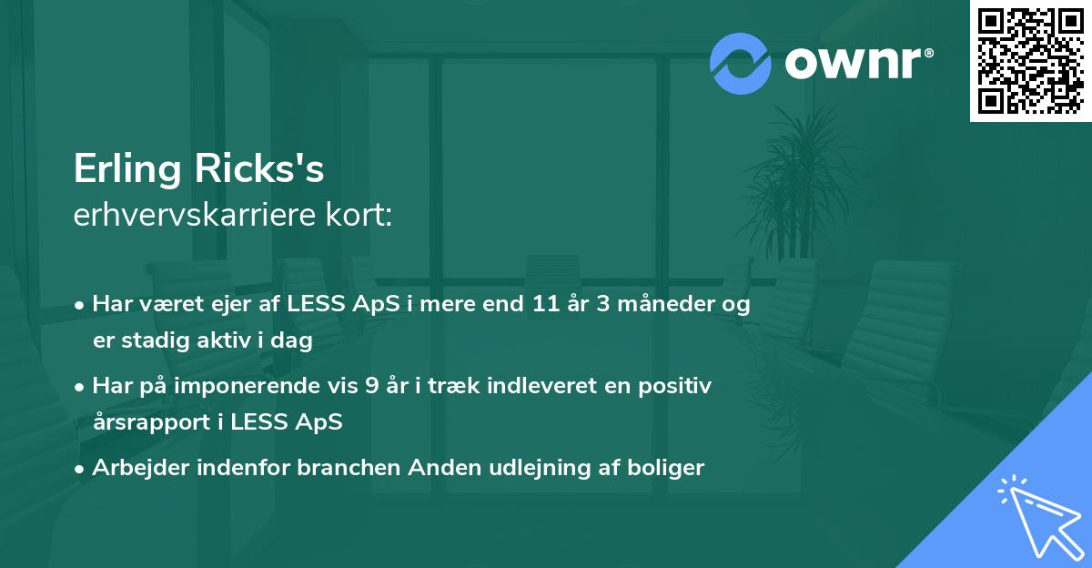 Erling Ricks's erhvervskarriere kort