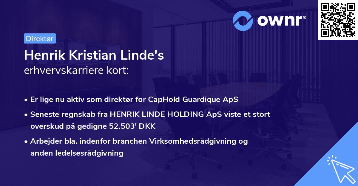 Henrik Kristian Linde's erhvervskarriere kort
