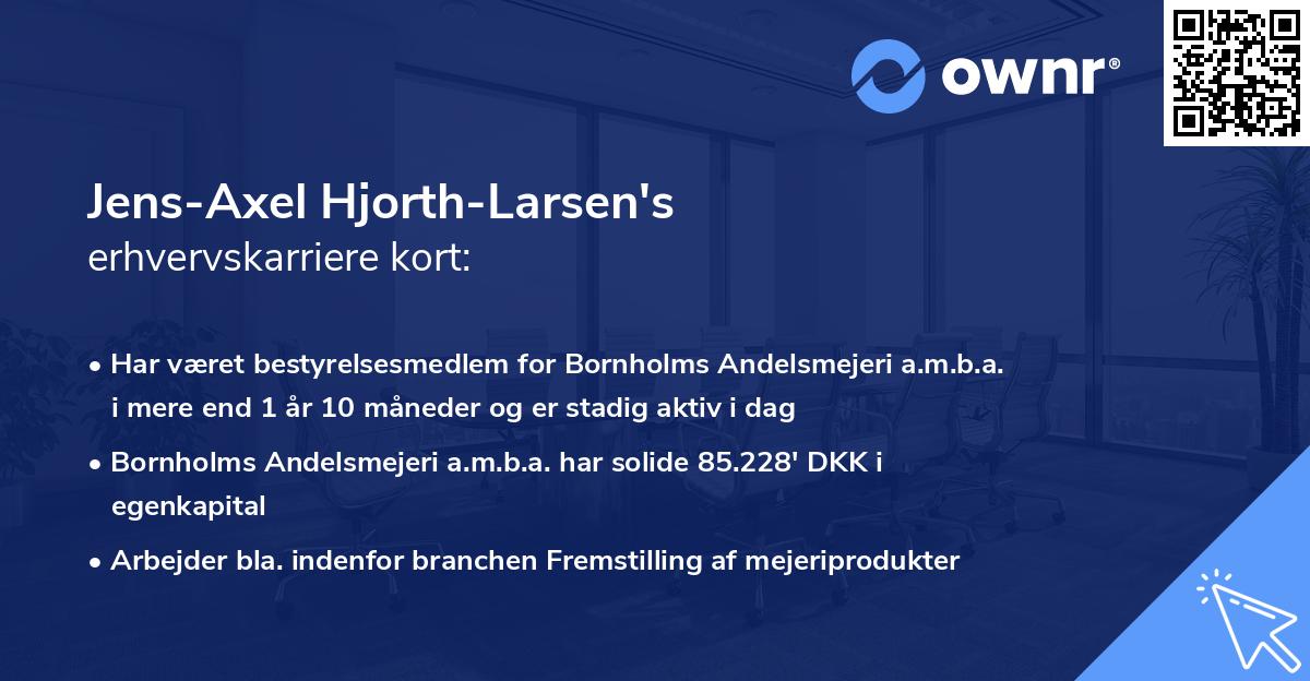 Jens-Axel Hjorth-Larsen's erhvervskarriere kort