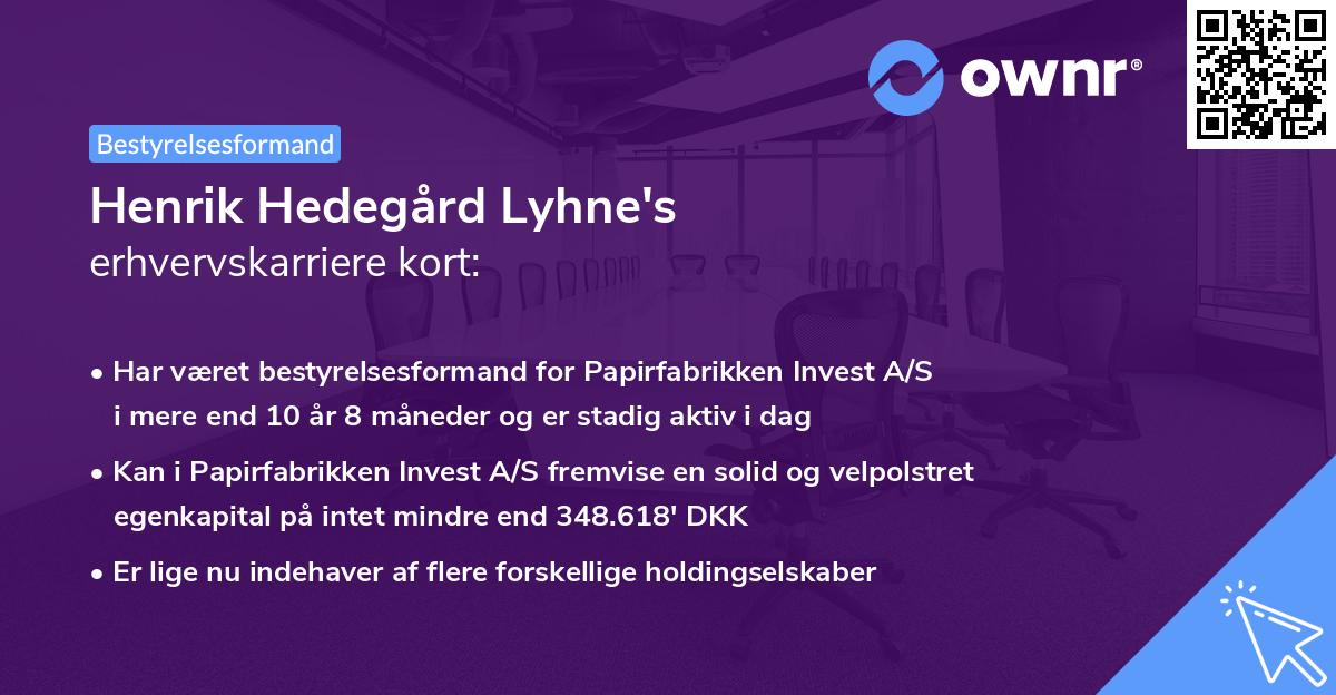 Henrik Hedegård Lyhne's erhvervskarriere kort