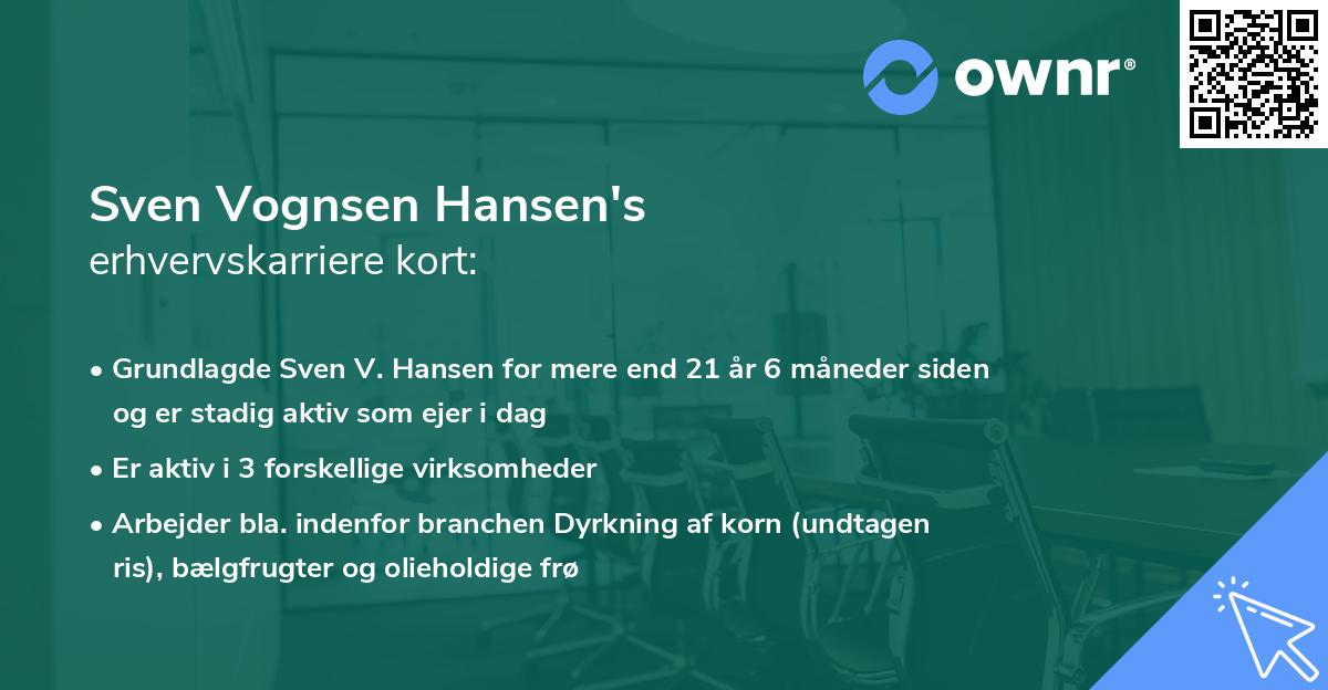 Sven Vognsen Hansen's erhvervskarriere kort