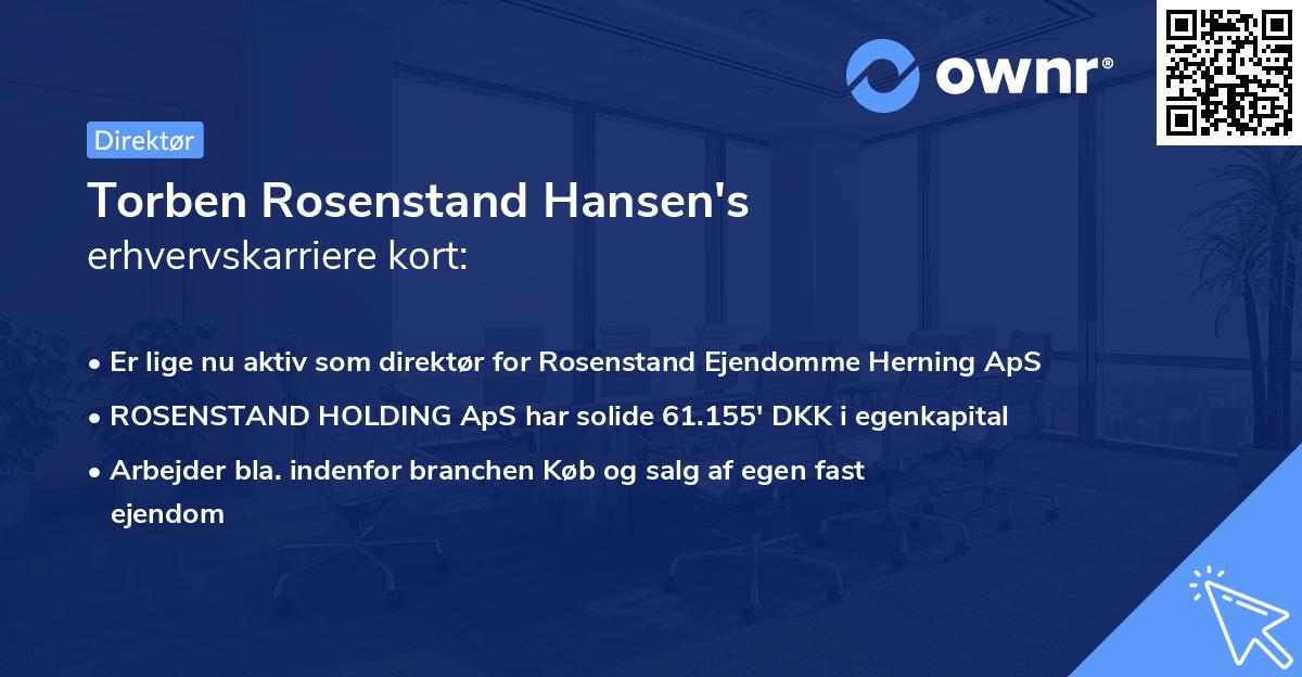 Torben Rosenstand Hansen's erhvervskarriere kort