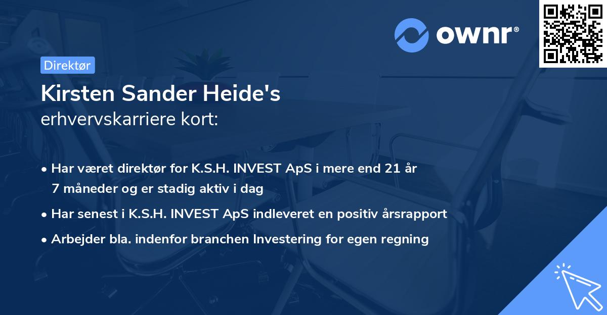 Kirsten Sander Heide's erhvervskarriere kort