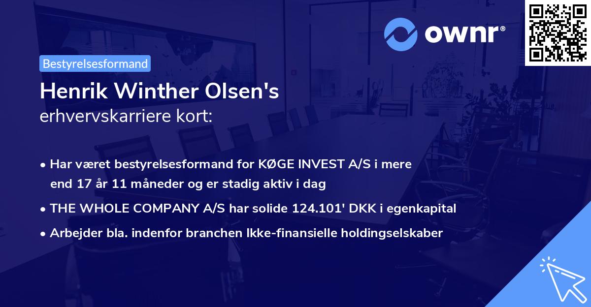 Henrik Winther Olsen's erhvervskarriere kort