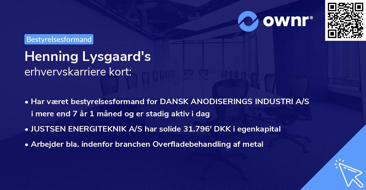 Henning Lysgaard's erhvervskarriere kort