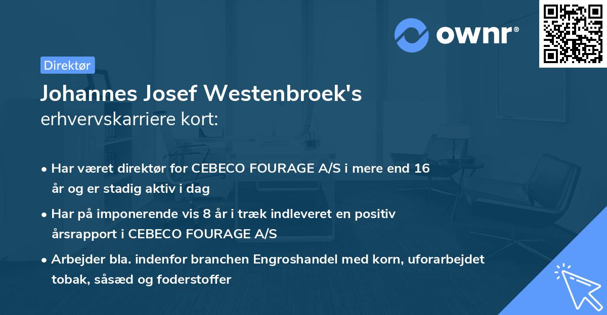 Johannes Josef Westenbroek's erhvervskarriere kort