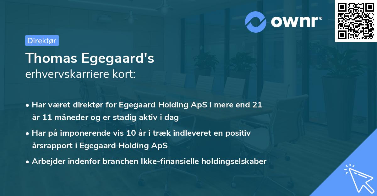 Thomas Egegaard's erhvervskarriere kort
