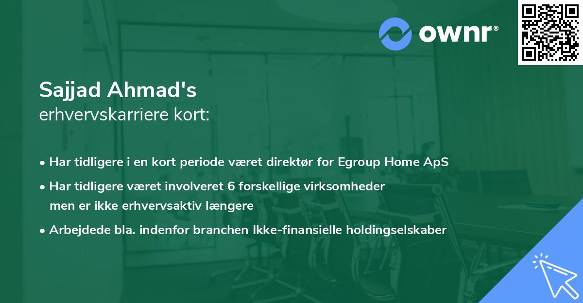 Sajjad Ahmad's erhvervskarriere kort