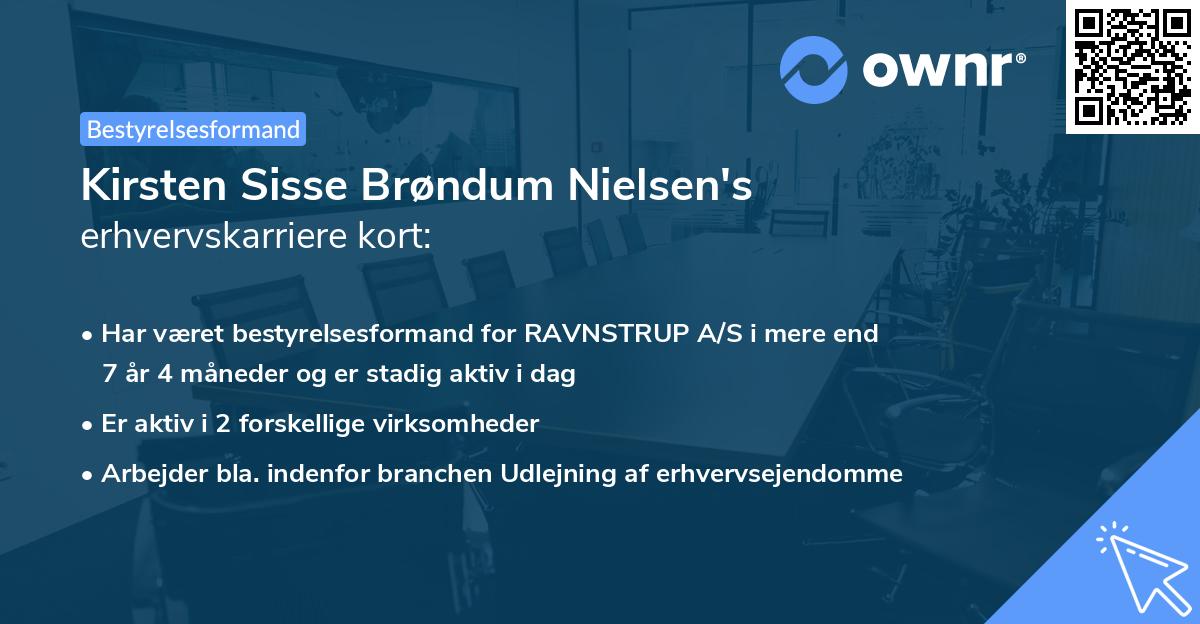 Kirsten Sisse Brøndum Nielsen's erhvervskarriere kort