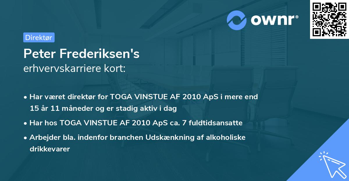 Peter Frederiksen's erhvervskarriere kort