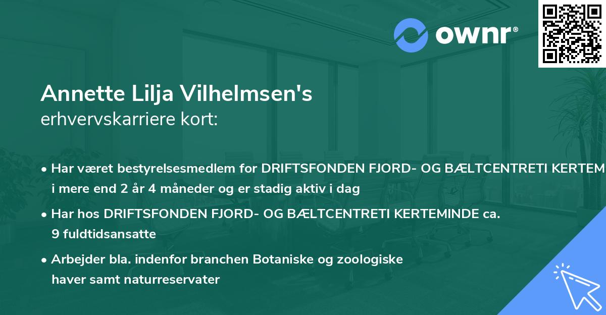 Annette Lilja Vilhelmsen's erhvervskarriere kort