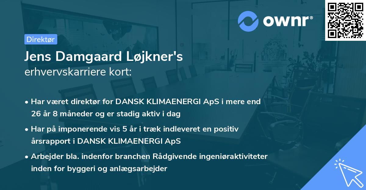 Jens Damgaard Løjkner's erhvervskarriere kort
