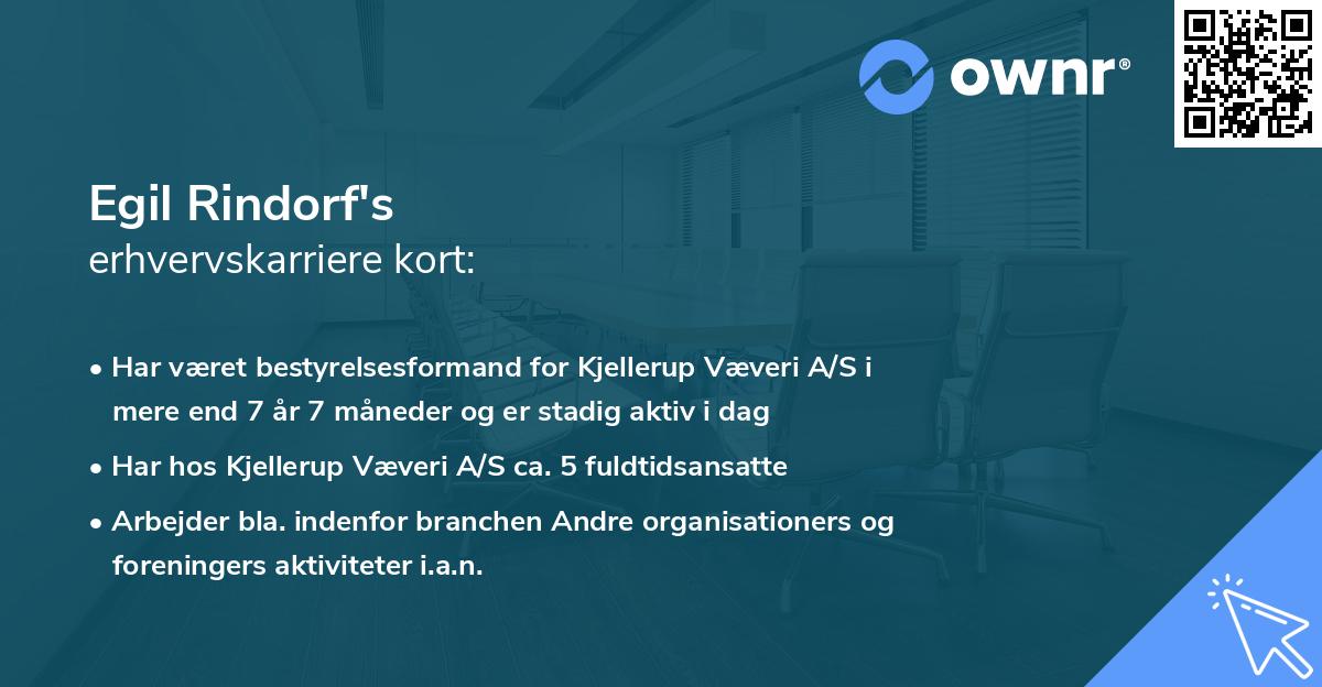 Egil Rindorf's erhvervskarriere kort