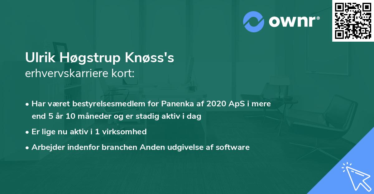 Ulrik Høgstrup Knøss's erhvervskarriere kort