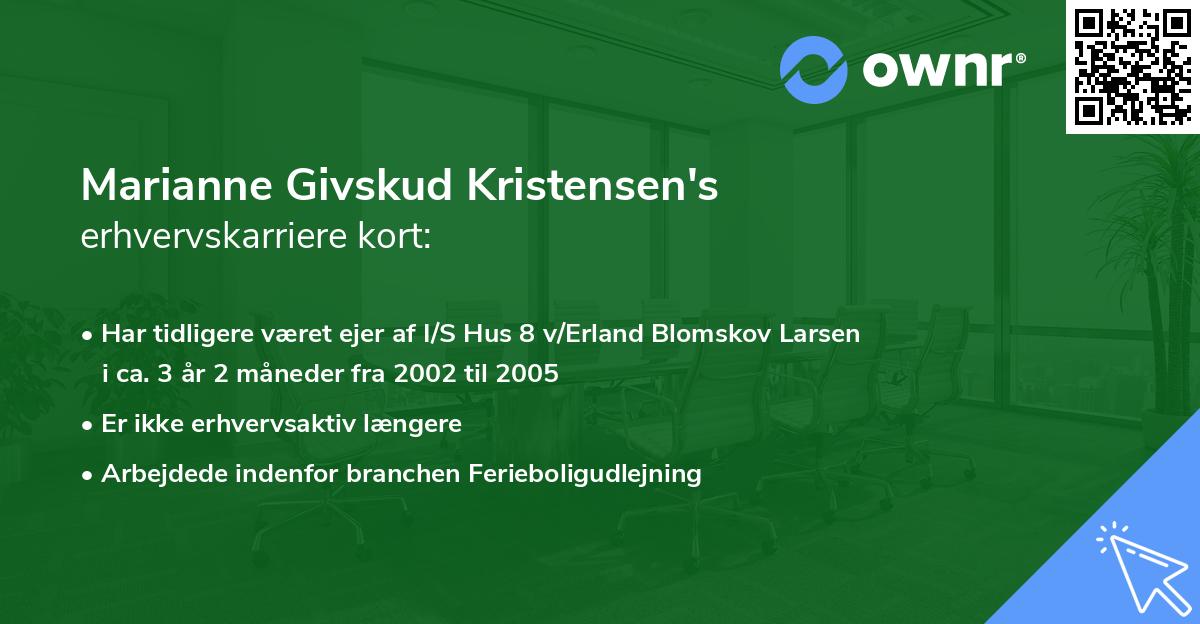 Marianne Givskud Kristensen's erhvervskarriere kort
