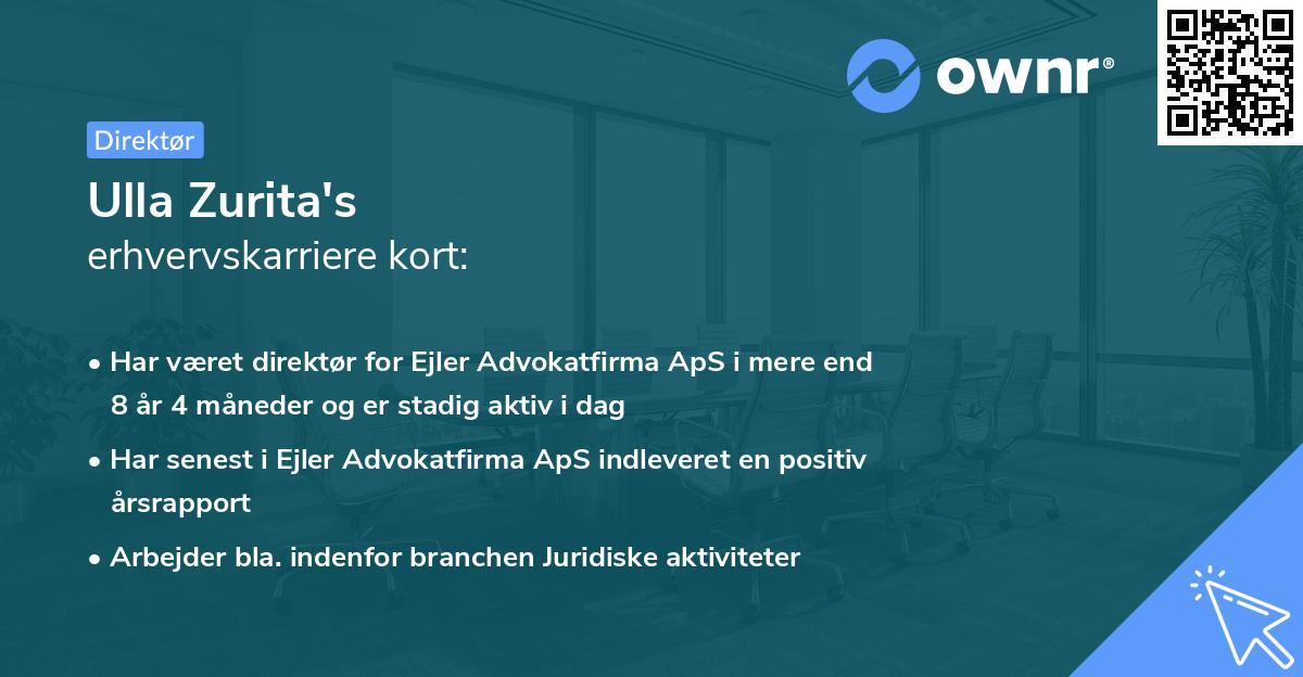 Ulla Zurita's erhvervskarriere kort