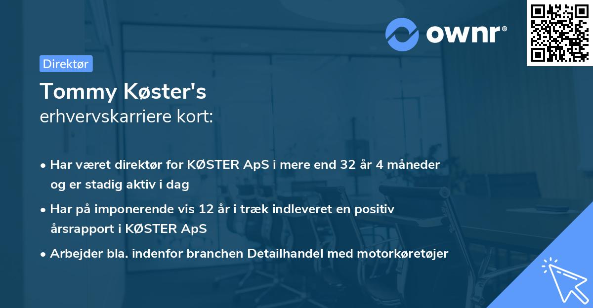 Tommy Køster's erhvervskarriere kort