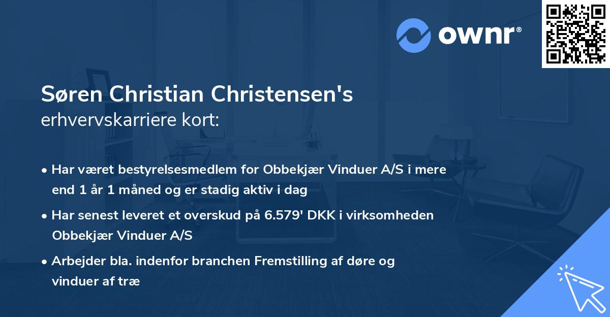 Søren Christian Christensen's erhvervskarriere kort