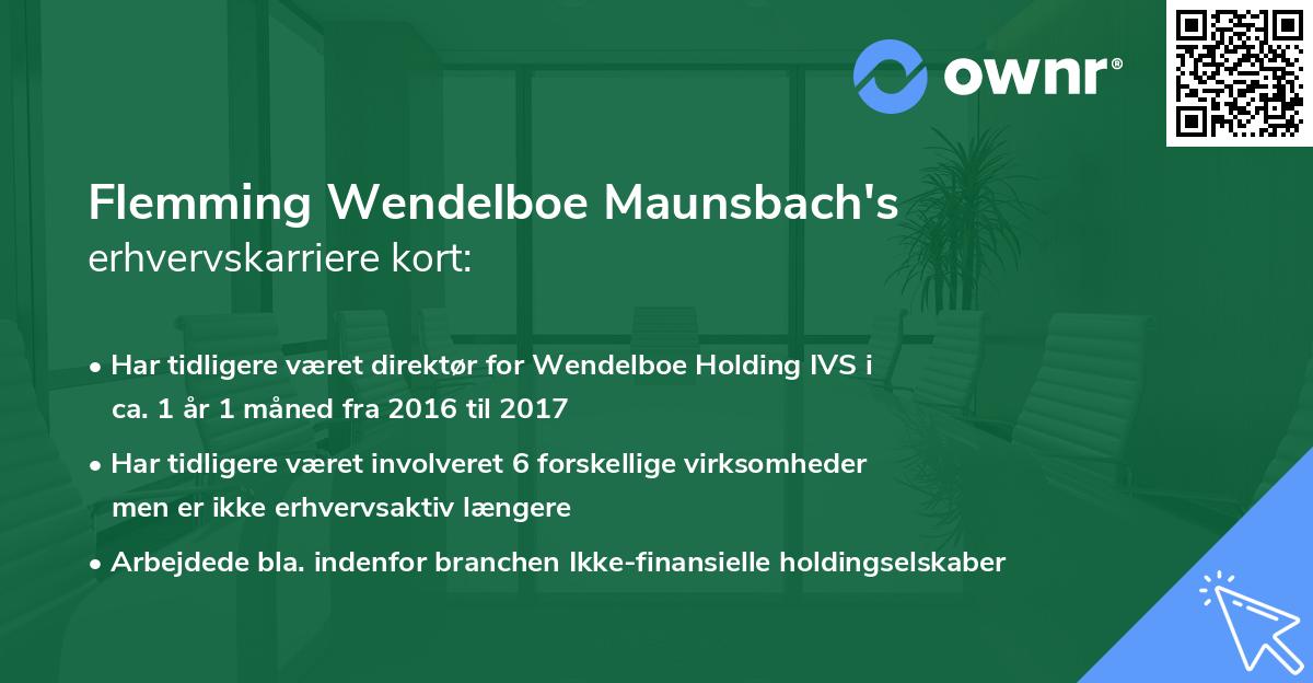 Flemming Wendelboe Maunsbach's erhvervskarriere kort