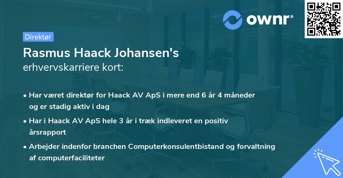 Rasmus Haack Johansen's erhvervskarriere kort