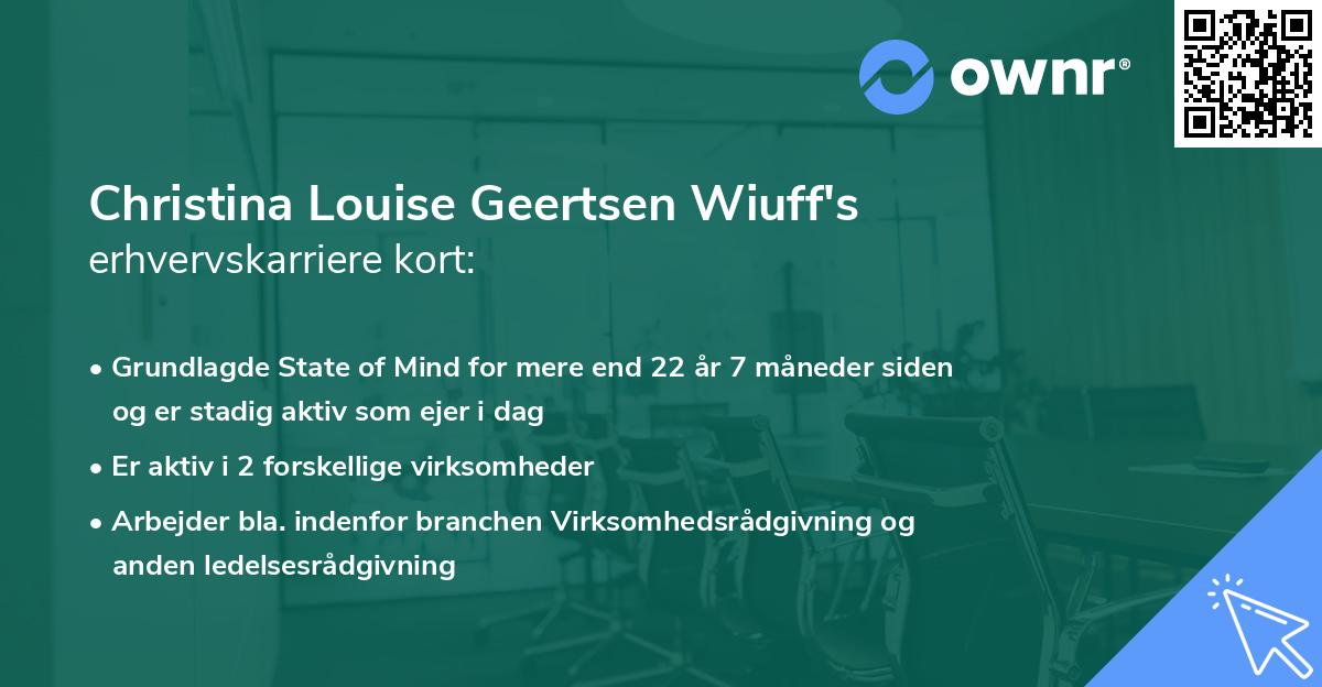 Christina Louise Geertsen Wiuff's erhvervskarriere kort