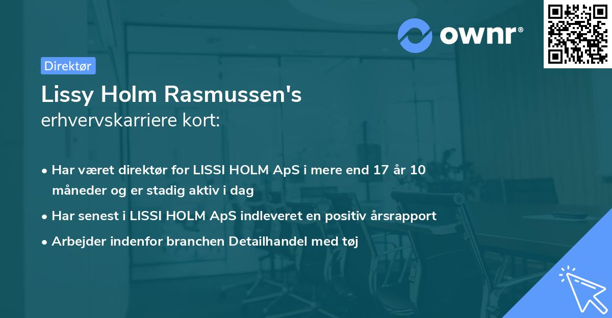 Lissy Holm Rasmussen's erhvervskarriere kort