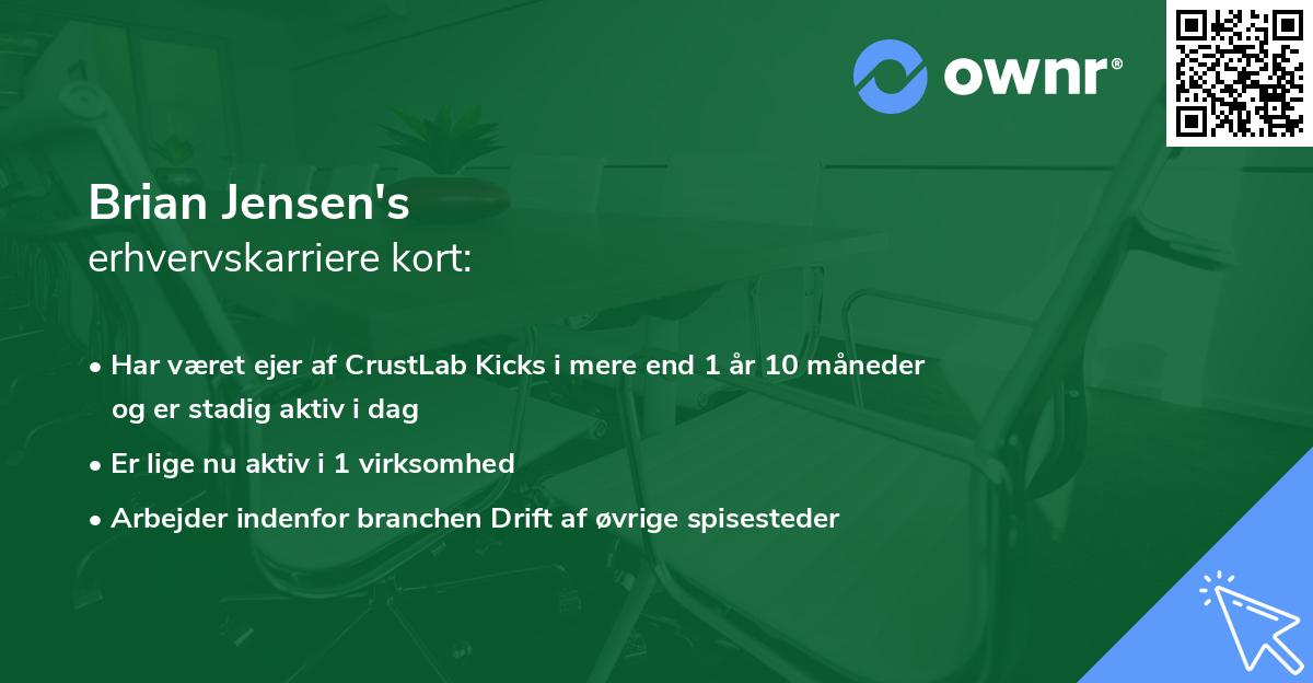 Brian Jensen's erhvervskarriere kort