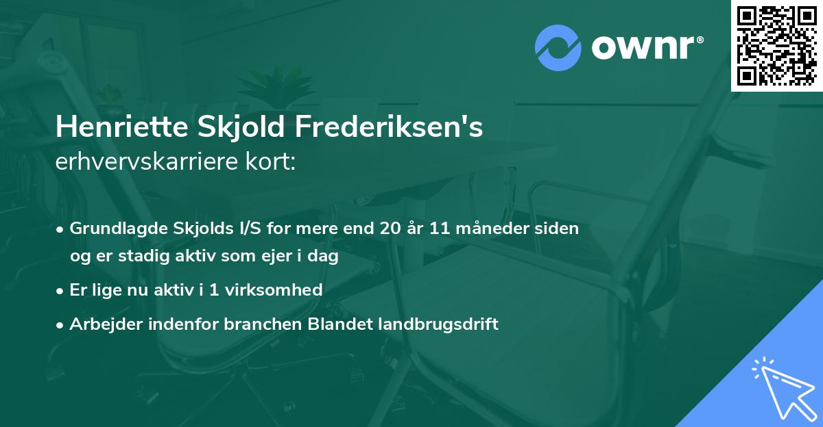 Henriette Skjold Frederiksen's erhvervskarriere kort