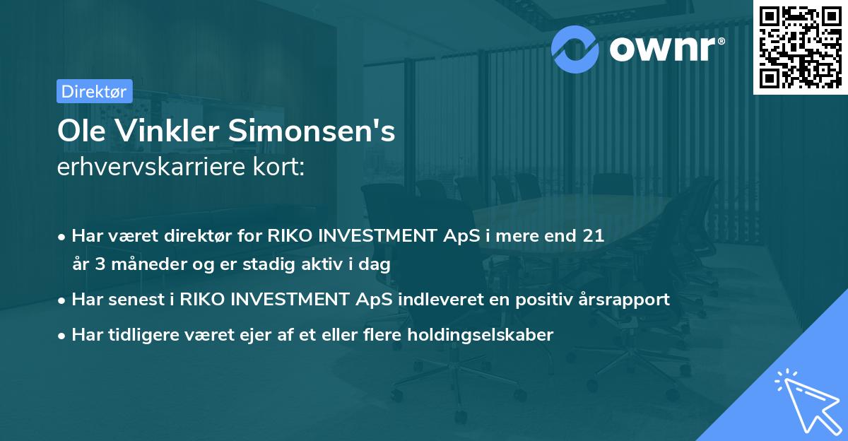 Ole Vinkler Simonsen's erhvervskarriere kort