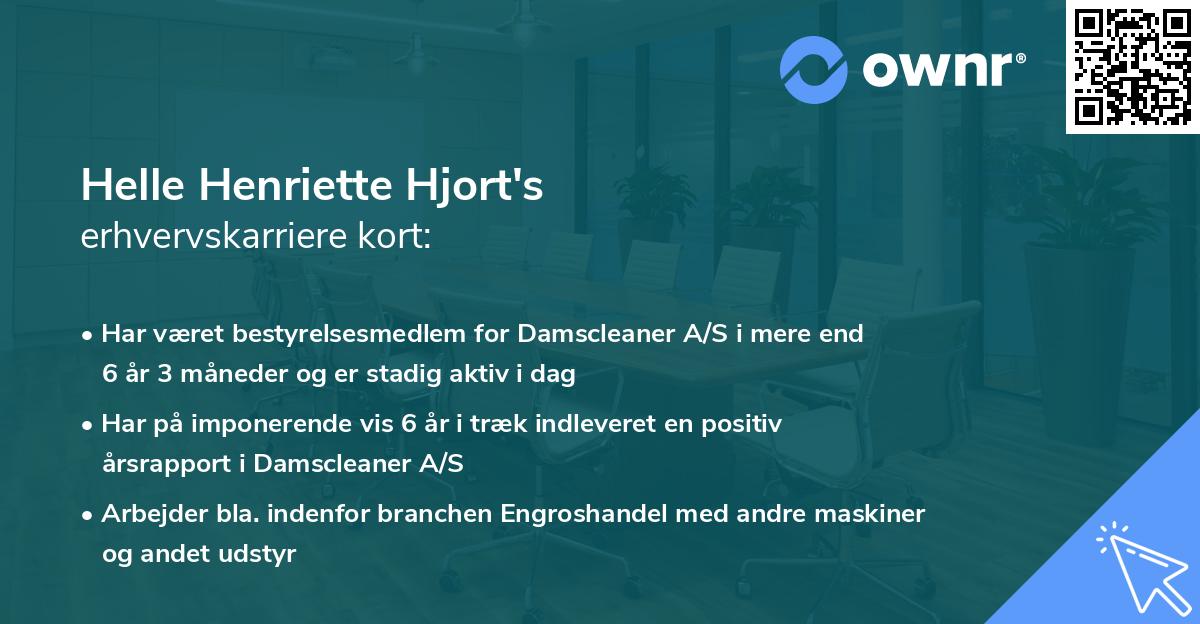 Helle Henriette Hjort's erhvervskarriere kort